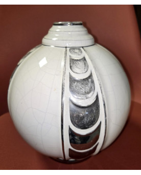 Le village de 58 brocanteurs - Important vase boule en céramique craquelée époque Art Déco