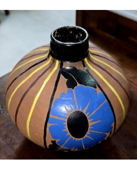 Le village de 58 brocanteurs - Mael : vase boule en ceramique époque Art Nouveau a décors peint