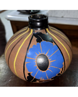 Le village de 58 brocanteurs - Mael : vase boule en ceramique époque Art Nouveau a décors peint