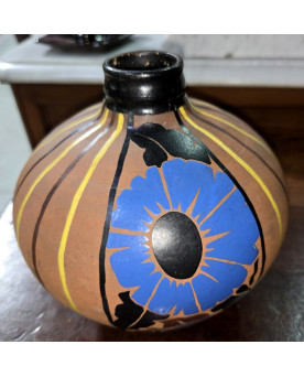 Le village de 58 brocanteurs - Mael : vase boule en ceramique époque Art Nouveau a décors peint