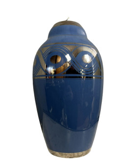 Le village de 58 brocanteurs - Grand vase en Porcelaine ép. Art Déco a décors de formes géométriques argentées