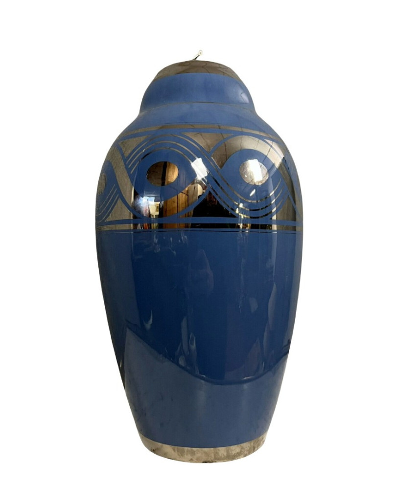 Le village de 58 brocanteurs - Grand vase en Porcelaine ép. Art Déco a décors de formes géométriques argentées