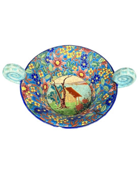 Le village de 58 brocanteurs - Longwy : Importante coupe ou vide poche en émaux polychromes cloisonnés