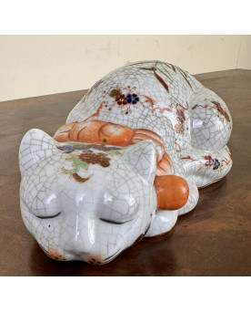 Le village de 58 brocanteurs - Chat En Porcelaine Craquelée