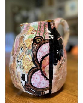Le village de 58 brocanteurs - Laney K. Oxman : Pichet En Céramique Multicolore Et Barbotine