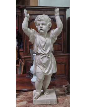 Le village de 58 brocanteurs - Très grande sculpture en platre : putto aux bras levés