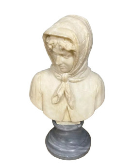 Le village de 58 brocanteurs - Sculpture Italienne en albâtre et marbre époque XXème siècle