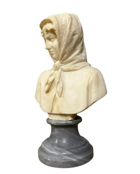 Le village de 58 brocanteurs - Sculpture Italienne en albâtre et marbre époque XXème siècle