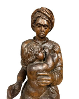 Le village de 58 brocanteurs -Ecole Française du XVIIème : très grande sculpture figurant une maternité / haut 120cm