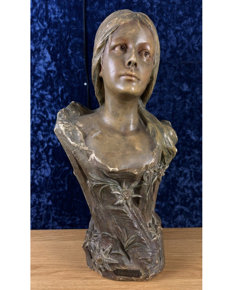 Le village de 58 brocanteurs - d'Après Villanis : Buste En Terre Cuite époque Art Nouveau Vers 1900 / H52cm