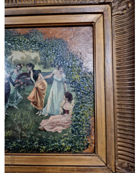 Le village de 58 brocanteurs - Peinture Romantique Huile Sur Panneau époque XIXème