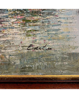 Le village de 58 brocanteurs - Grand Tableau Huile Sur Toile Encadrée Et Signée époque Seconde Moitié XXeme