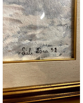 Le village de 58 brocanteurs - Lili Bra : Grande Huile Sur Panneau Signée Et Datée En Bas A Droite