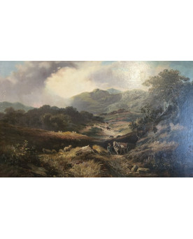 Le village de 58 brocanteurs - William R. Stone (1842-1913) : immense huile sur toile / 160 x 110 cm