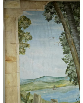 Le village de 58 brocanteurs - huile sur panneau époque début XXeme