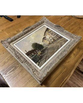Le village de 58 brocanteurs - École Italienne du XXe :Huile sur Toile par Enrico Gatti signée, située et datée