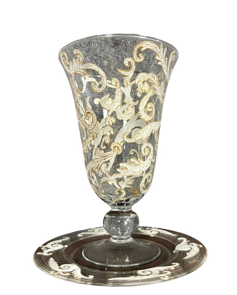 Le village de 58 brocanteurs - luxueux ensemble vase et plateau en cristal / Murano - Baccarat - Saint Louis