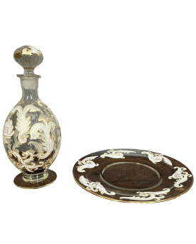 Le village de 58 brocanteurs - Luxueux ensemble carafe et plateau en cristal / Murano - Baccarat - Saint Louis