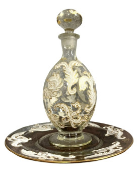 Le village de 58 brocanteurs - Luxueux ensemble carafe et plateau en cristal / Murano - Baccarat - Saint Louis