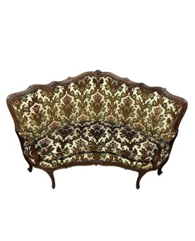Le village de 58 brocanteurs - Rare Banquette d'angle / caqueteuse style Louis XV en bois sculpté
