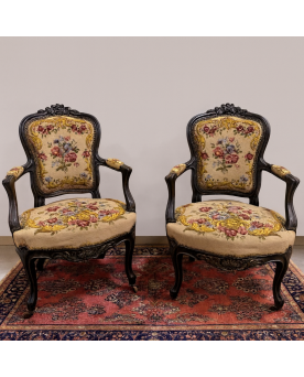 Le village de 58 brocanteurs - Fauteuil de bureau style Louis XV en noyer