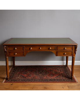 Le village de 58 brocanteurs - Bureau Ministre de centre style empire a cols de cygnes en acajou