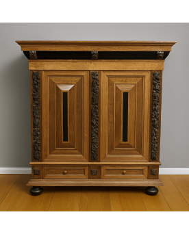 Le village de 58 brocanteurs - Armoire Hollandaise a coussins de style Renaissance en bois massif