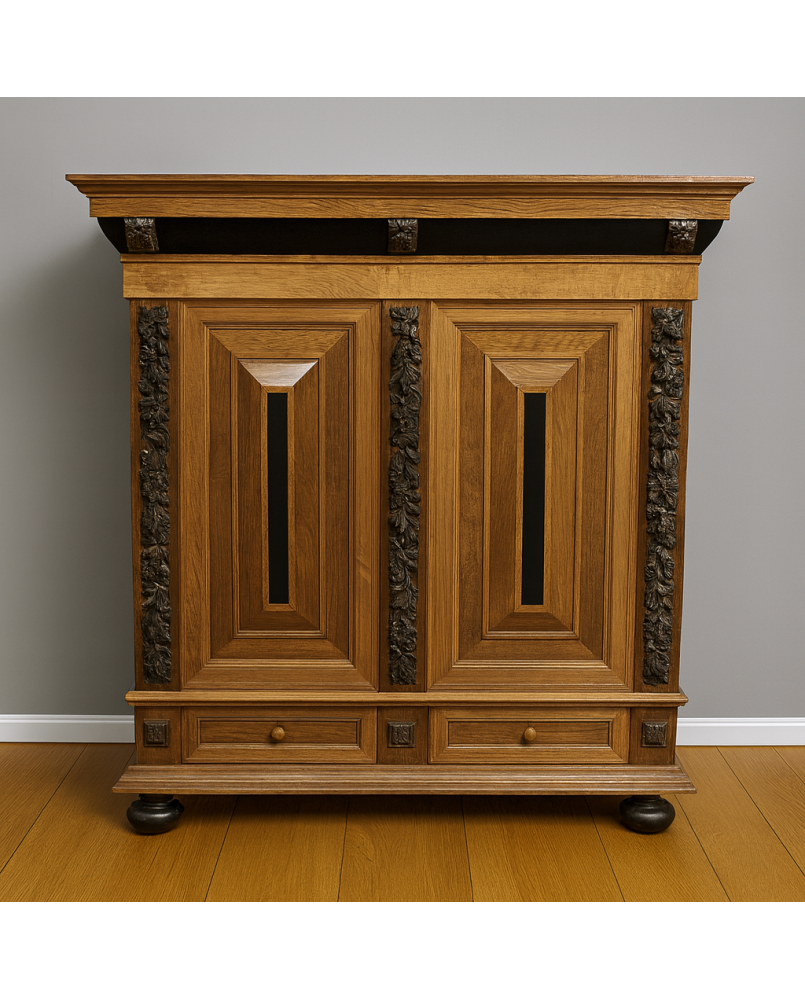 Le village de 58 brocanteurs - Armoire Hollandaise a coussins de style Renaissance en bois massif