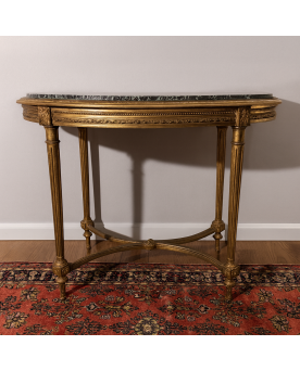 Le village de 58 brocanteurs - Table guéridon style Louis XVI en bois doré