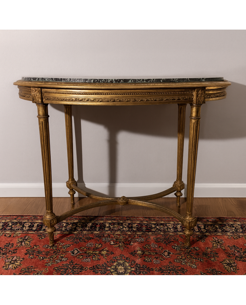Le village de 58 brocanteurs - Table guéridon style Louis XVI en bois doré