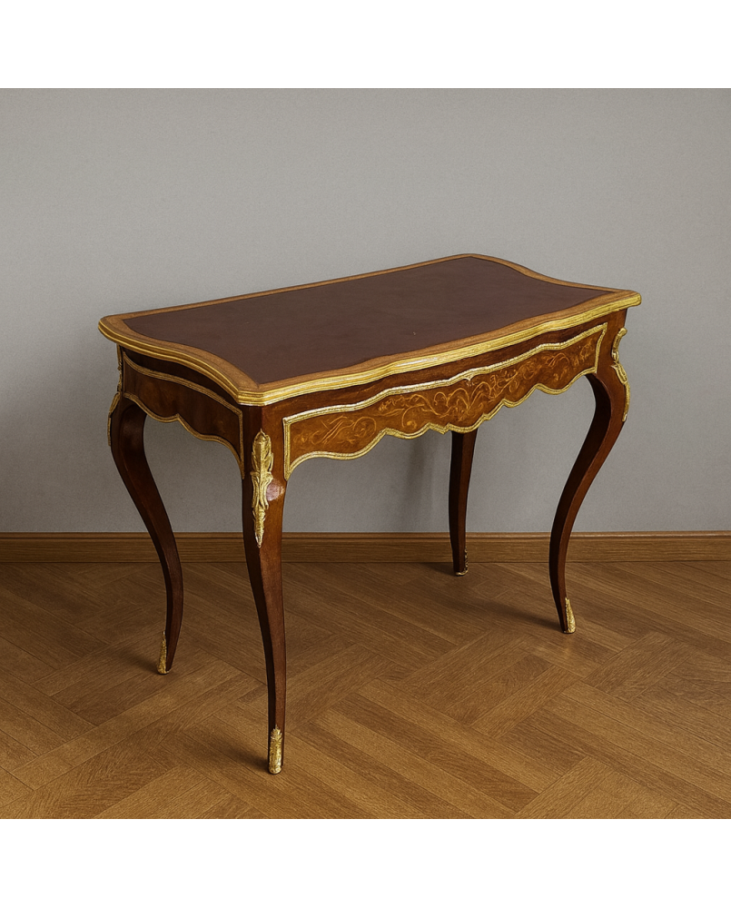 Le village de 58 brocanteurs - Bureau galbé style Louis XV en marqueterie