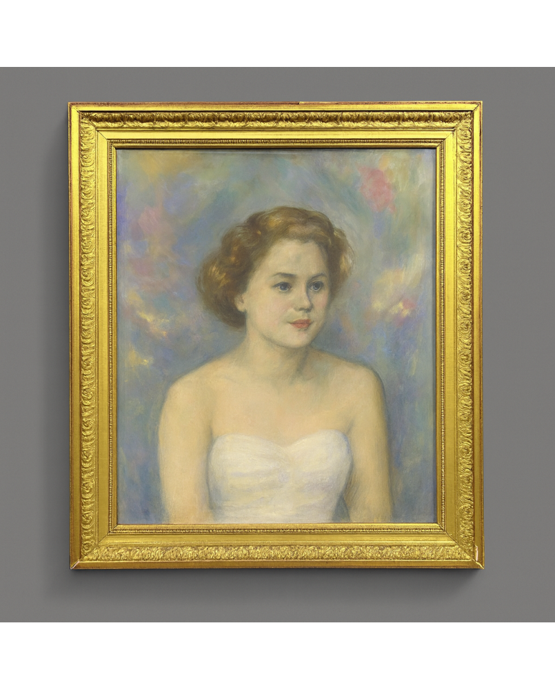 Le village de 58 brocanteurs - Mano Miguet école Moderne Vers 1950 Pastel Figurant Un Portrait De Femme Signé En Bas A Gauche