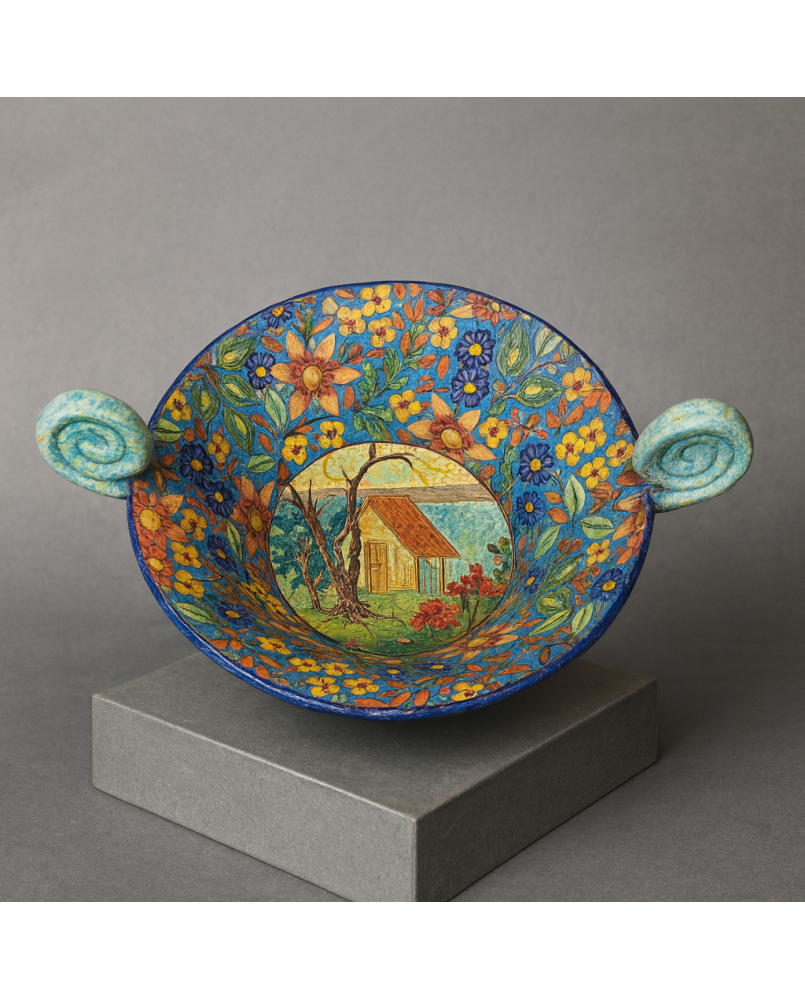 Le village de 58 brocanteurs - Longwy : Importante coupe ou vide poche en émaux polychromes cloisonnés