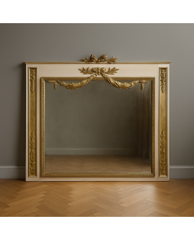 Le village de 58 brocanteurs - trés grand trumeau de boiserie de style Louis XVI en bois peint