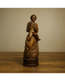 Le village de 58 brocanteurs -Ecole Française du XVIIème : très grande sculpture figurant une maternité / haut 120cm