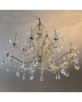 Le village de 58 brocanteurs -Murano : Très grand Lustre a pampilles en cristal