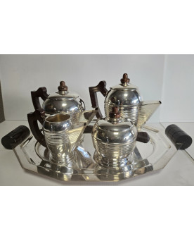 Le village de 58 brocanteurs - Service a thé ou a café époque Art Déco en métal argenté