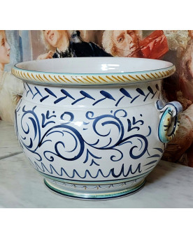 Le village de 58 brocanteurs - Italie début XXeme : Grand cache-pot ou jardinière en faïence émaillée