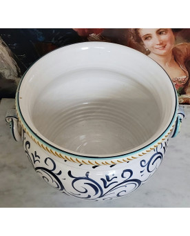 Le village de 58 brocanteurs - Italie début XXeme : Grand cache-pot ou jardinière en faïence émaillée