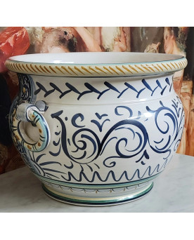 Le village de 58 brocanteurs - Italie début XXeme : Grand cache-pot ou jardinière en faïence émaillée