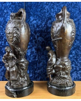 Le village de 58 brocanteurs - François Moreau: Grande paire de vases époque Napoléon III