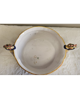 Le village de 58 brocanteurs - Nevers Henri Signoret : grande coupe a l'antique en céramique émaillée polychrome