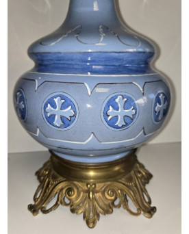 Le village de 58 brocanteurs - Très grande lampe à pétrole ancienne / haut 70cm