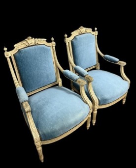 Le village de 58 brocanteurs - Paire de Fauteuils style Louis XVI