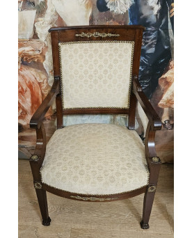 Le village de 58 brocanteurs - paire de fauteuils époque Empire en acajou, datant du début du XIXᵉ siècle (C)