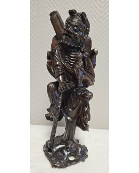 Le village de 58 brocanteurs - Statue Chinoise en bois sculpté – Immortel / Sage taoïste – XIXᵉ siècle