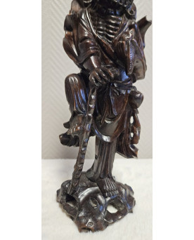 Le village de 58 brocanteurs - Statue Chinoise en bois sculpté – Immortel / Sage taoïste – XIXᵉ siècle