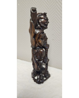Le village de 58 brocanteurs - Statue Chinoise en bois sculpté – Immortel / Sage taoïste – XIXᵉ siècle