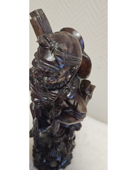 Le village de 58 brocanteurs - Statue Chinoise en bois sculpté – Immortel / Sage taoïste – XIXᵉ siècle