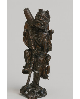 Le village de 58 brocanteurs - Statue Chinoise en bois sculpté – Immortel / Sage taoïste – XIXᵉ siècle